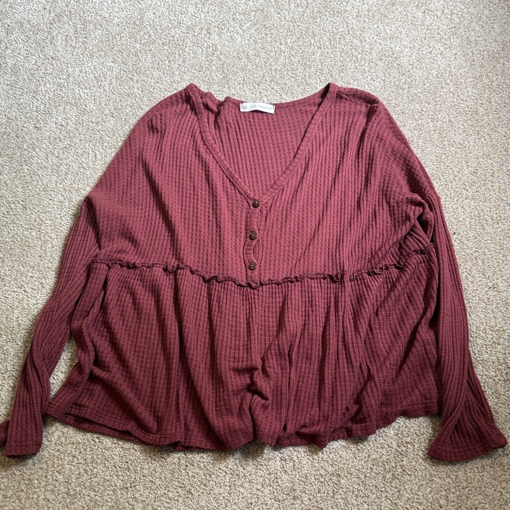 Elegant Maroon V-Neck Blouse